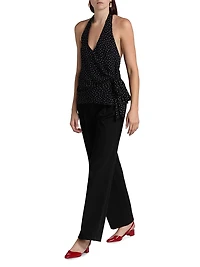 Nila Polka Dot Side-Tie Halterneck Top