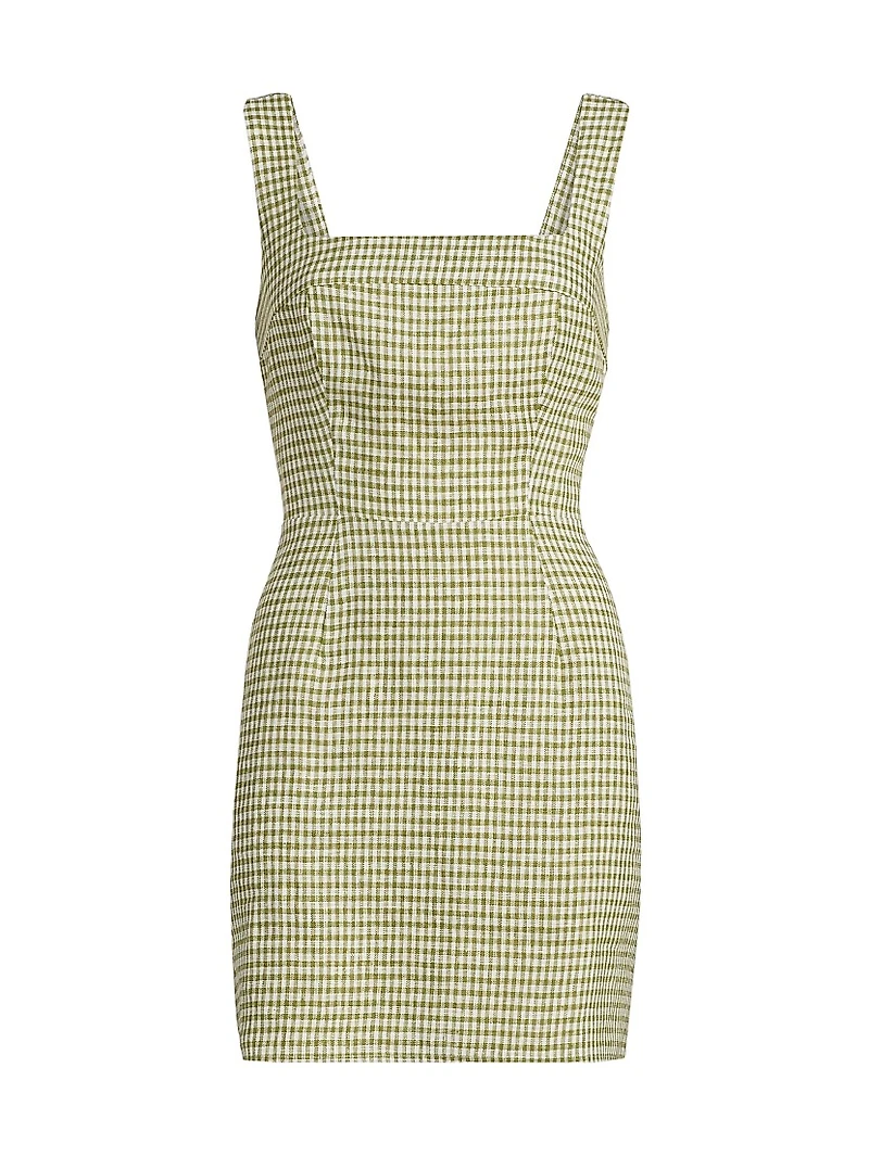 Celosia Gingham Linen Minidress