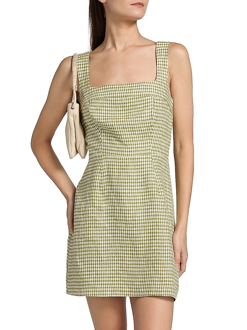 Celosia Gingham Linen Minidress
