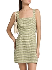 Celosia Gingham Linen Minidress