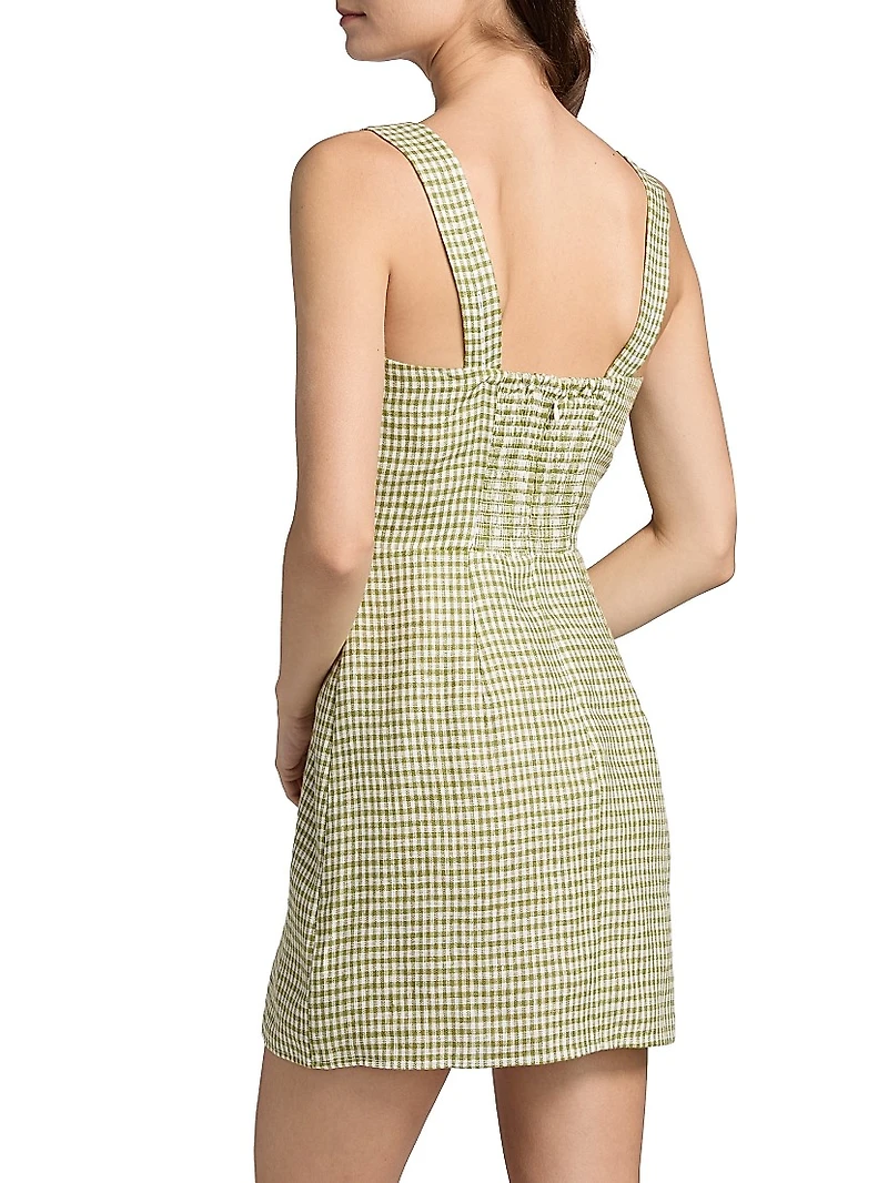 Celosia Gingham Linen Minidress