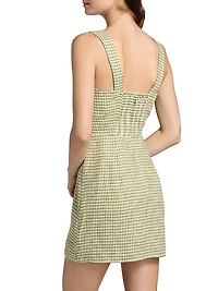 Celosia Gingham Linen Minidress