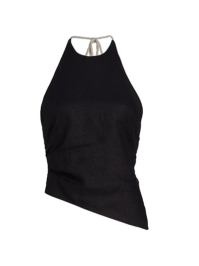Reese Linen Asymmetric Halter Top