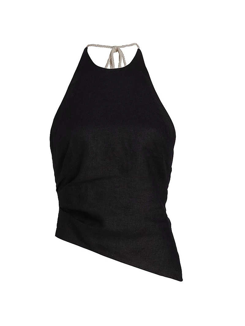Reese Linen Asymmetric Halter Top