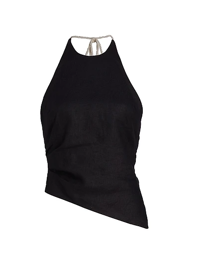 Reese Linen Asymmetric Halter Top