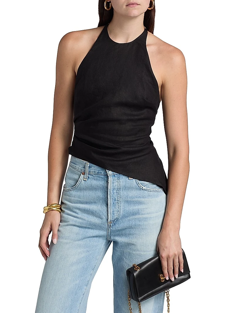 Reese Linen Asymmetric Halter Top