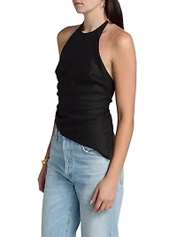 Reese Linen Asymmetric Halter Top