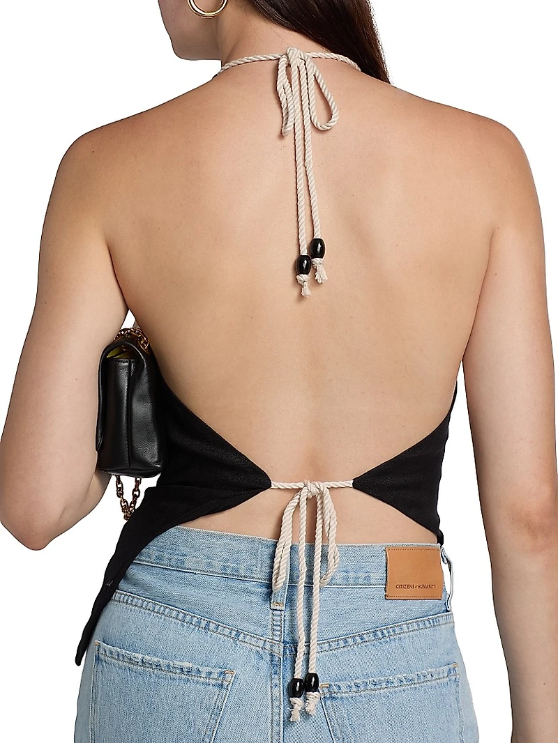 Reese Linen Asymmetric Halter Top