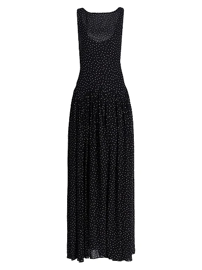 Camella Polka Dot Drop-Waist Maxi Dress