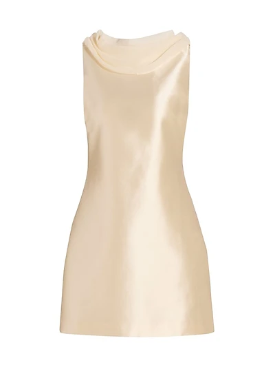 Ecru Metallic Cowl Minidress
