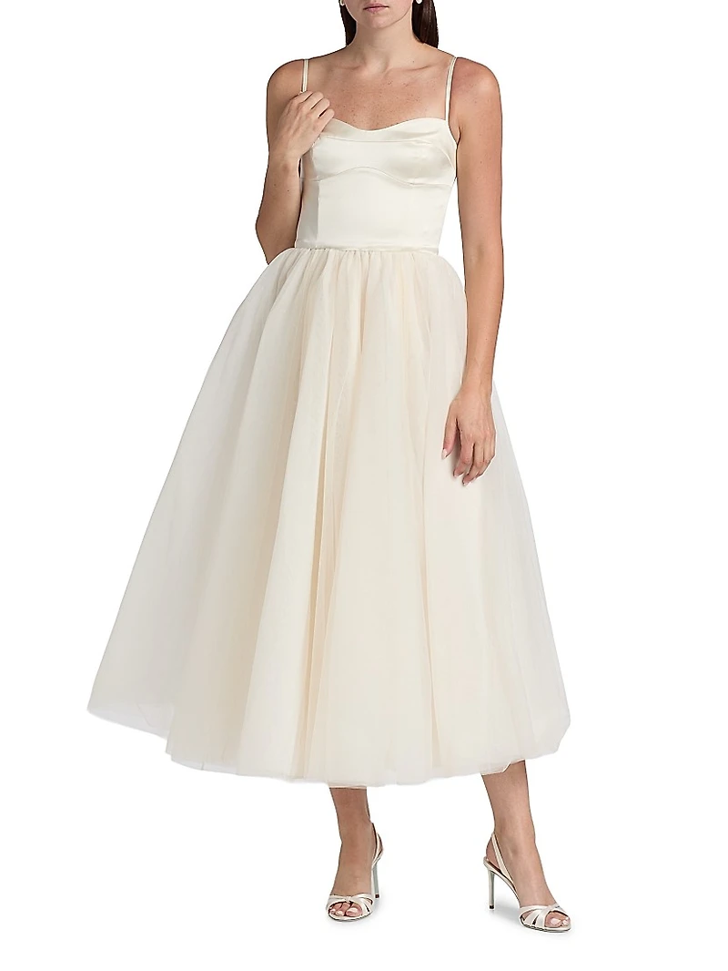 Alouette Satin Tea-Length Dress