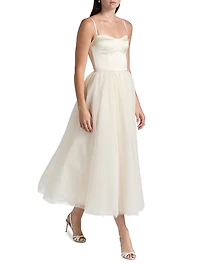 Alouette Satin Tea-Length Dress