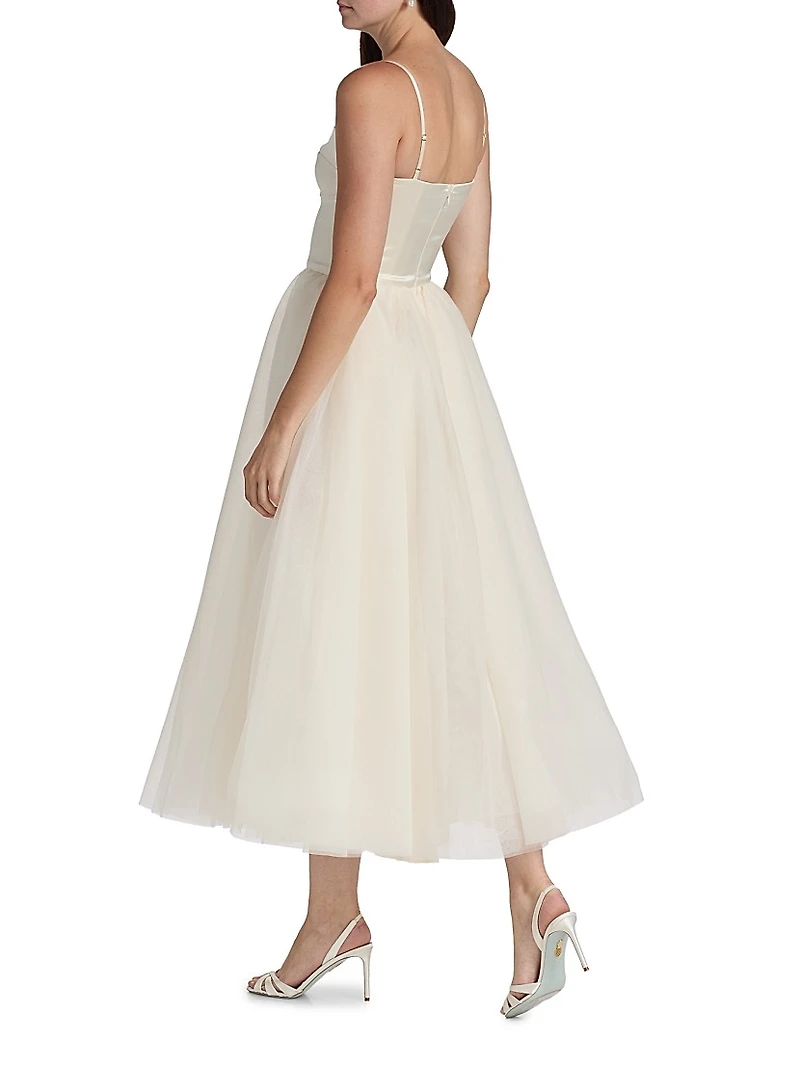 Alouette Satin Tea-Length Dress