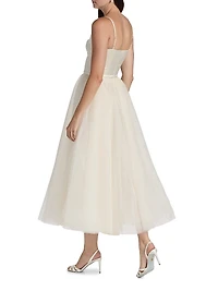 Alouette Satin Tea-Length Dress