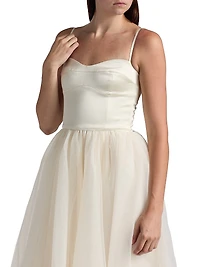 Alouette Satin Tea-Length Dress