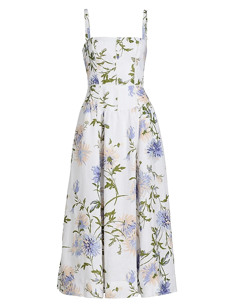 Katarin Linen A-Line Midi-Dress