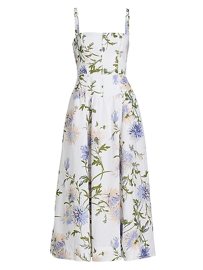 Katarin Linen A-Line Midi-Dress