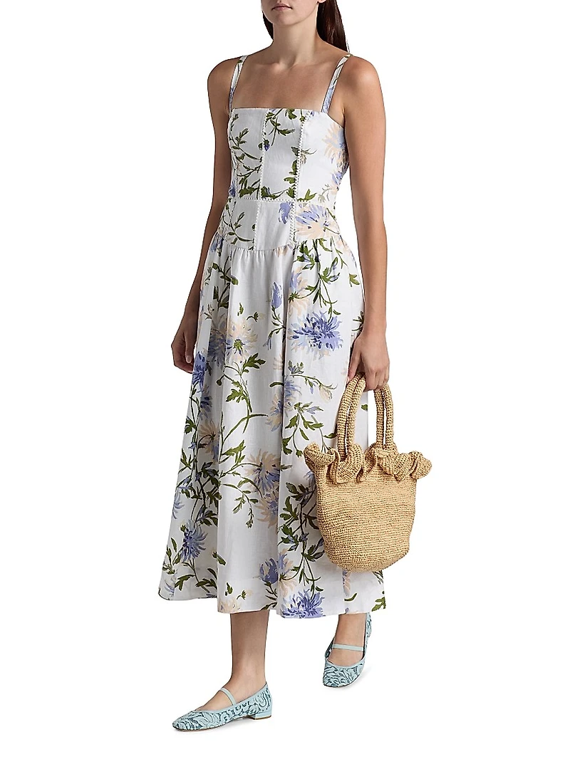 Katarin Linen A-Line Midi-Dress