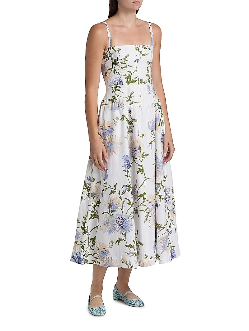 Katarin Linen A-Line Midi-Dress