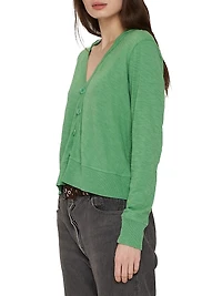 Long-Sleeve Cotton Slub Cardigan Hoodie Tee