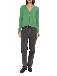 Long-Sleeve Cotton Slub Cardigan Hoodie Tee