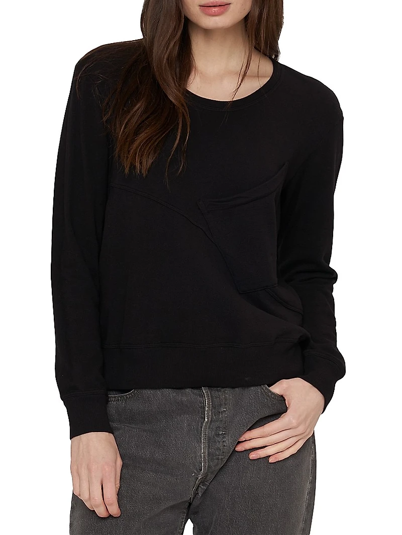 Long-Sleeve Seamed Pocket Sweatshirt