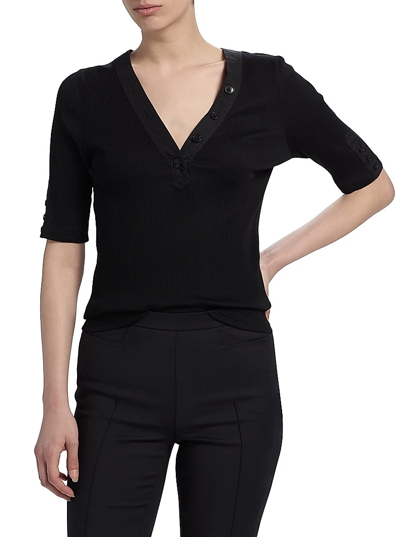 Adrian V-Neck Ribbed T-Shirt