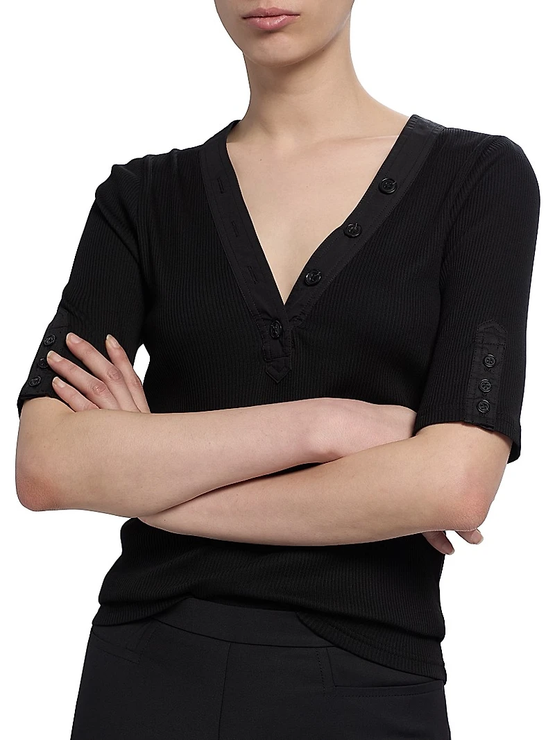 Adrian V-Neck Ribbed T-Shirt