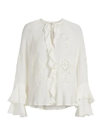 Omar Ruffled Tieneck Blouse