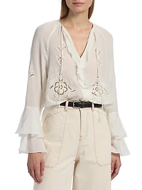 Omar Ruffled Tieneck Blouse