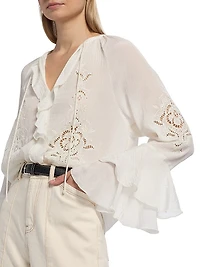 Omar Ruffled Tieneck Blouse