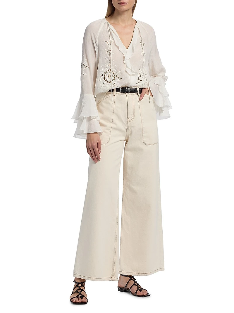 Omar Ruffled Tieneck Blouse