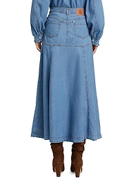 Denim A-Line Midi-Skirt