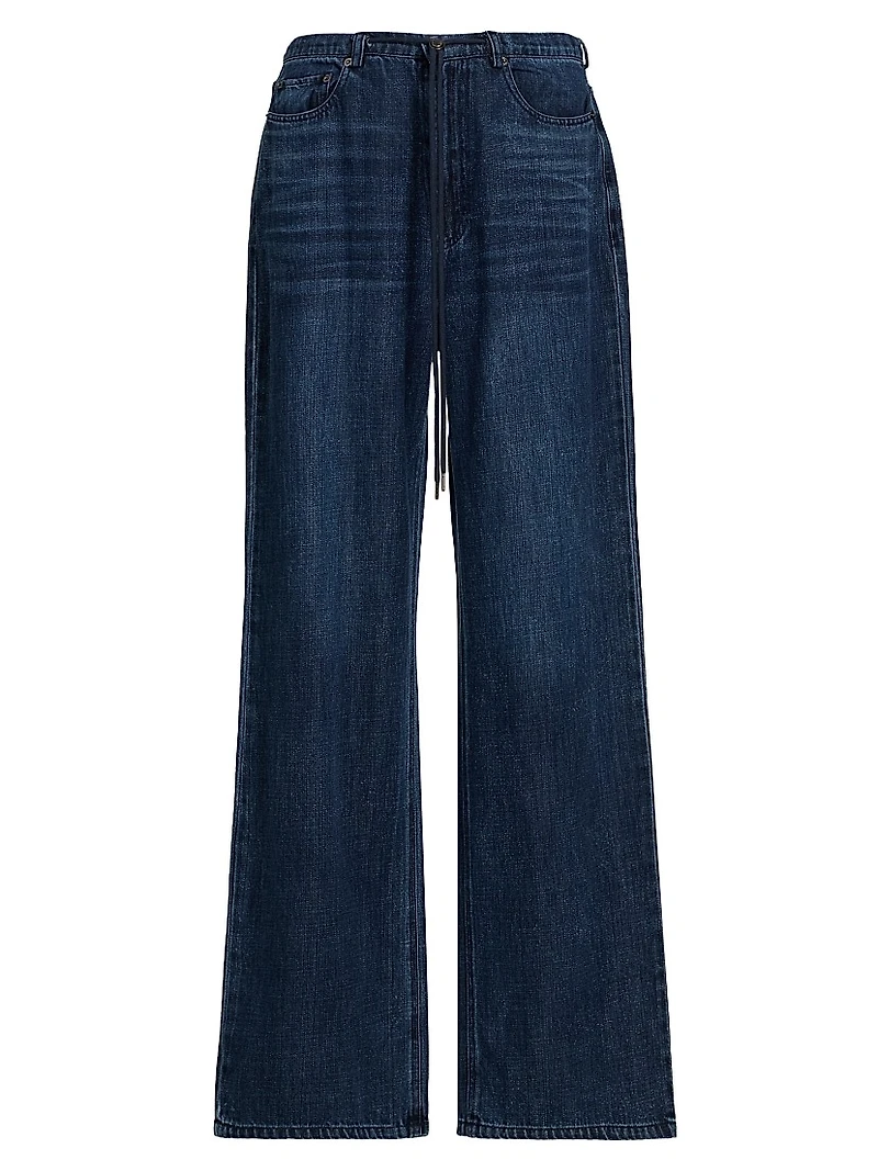 Normandie Drawstring Wide-Leg Jeans