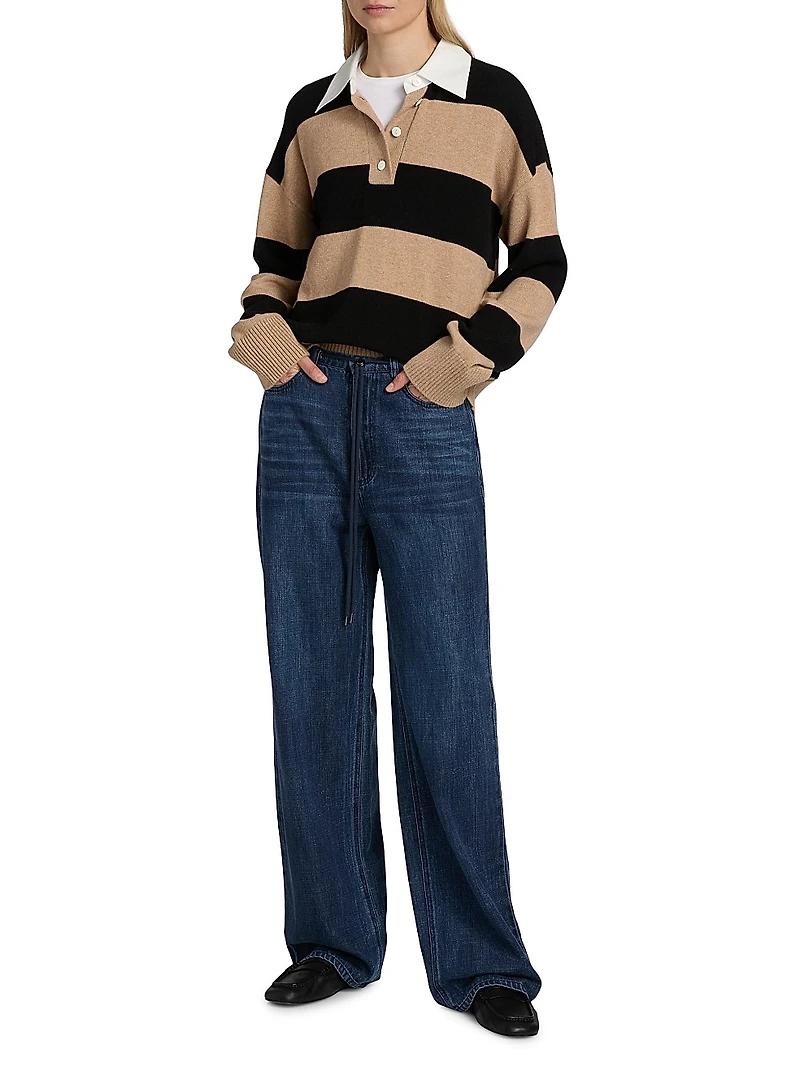 Normandie Drawstring Wide-Leg Jeans