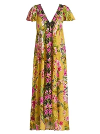 Eva Flutter-Sleeve Midi-Dress