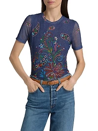 Eleanor Printed Mesh T-Shirt