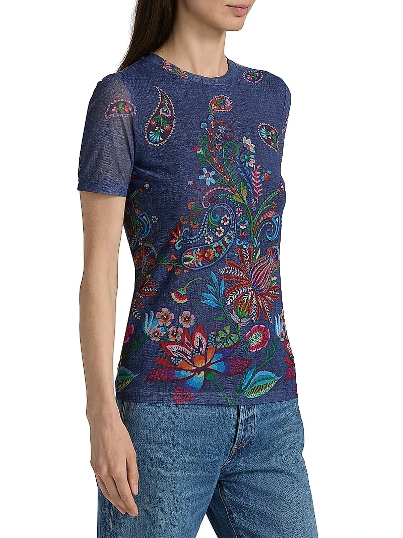 Eleanor Printed Mesh T-Shirt