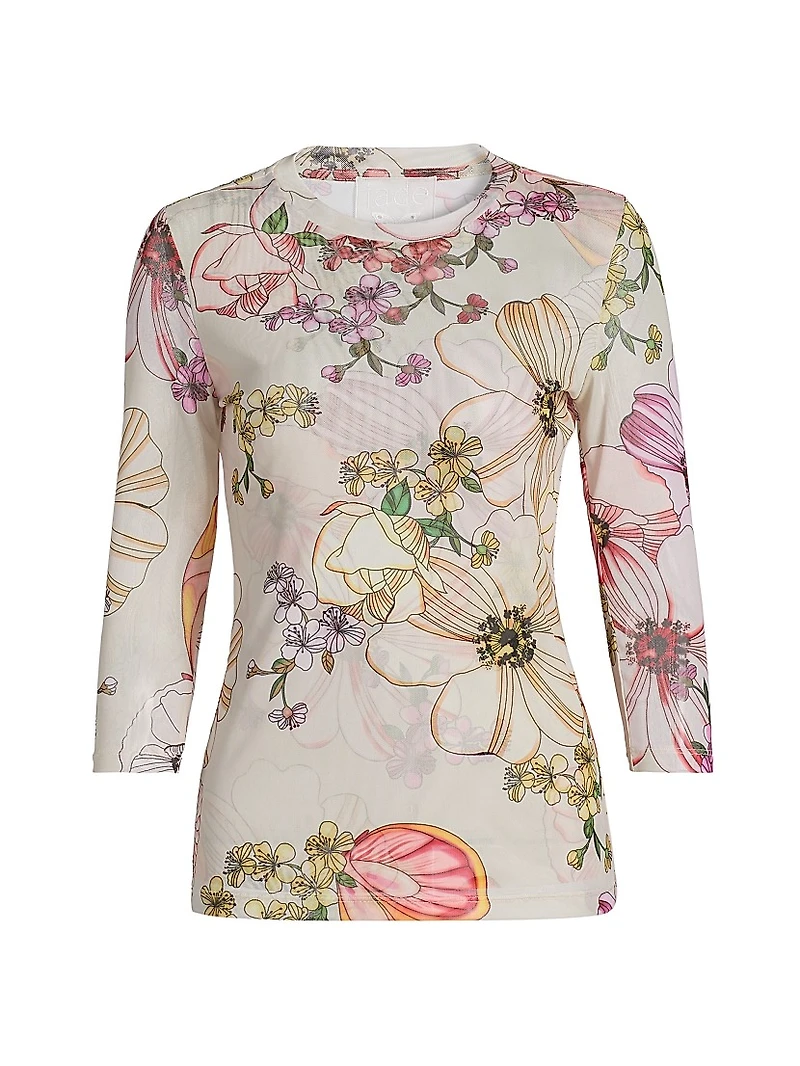 Kaia Mesh Three-Quarter Sleeve T-Shirt