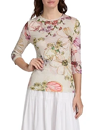 Kaia Mesh Three-Quarter Sleeve T-Shirt