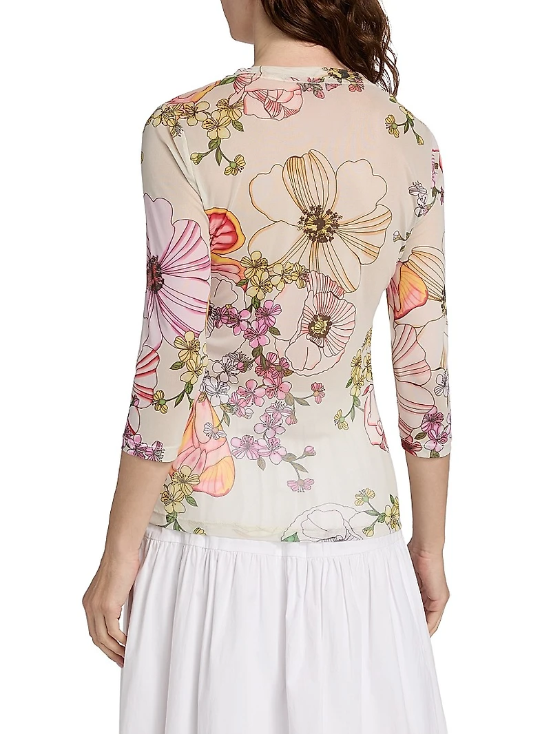 Kaia Mesh Three-Quarter Sleeve T-Shirt