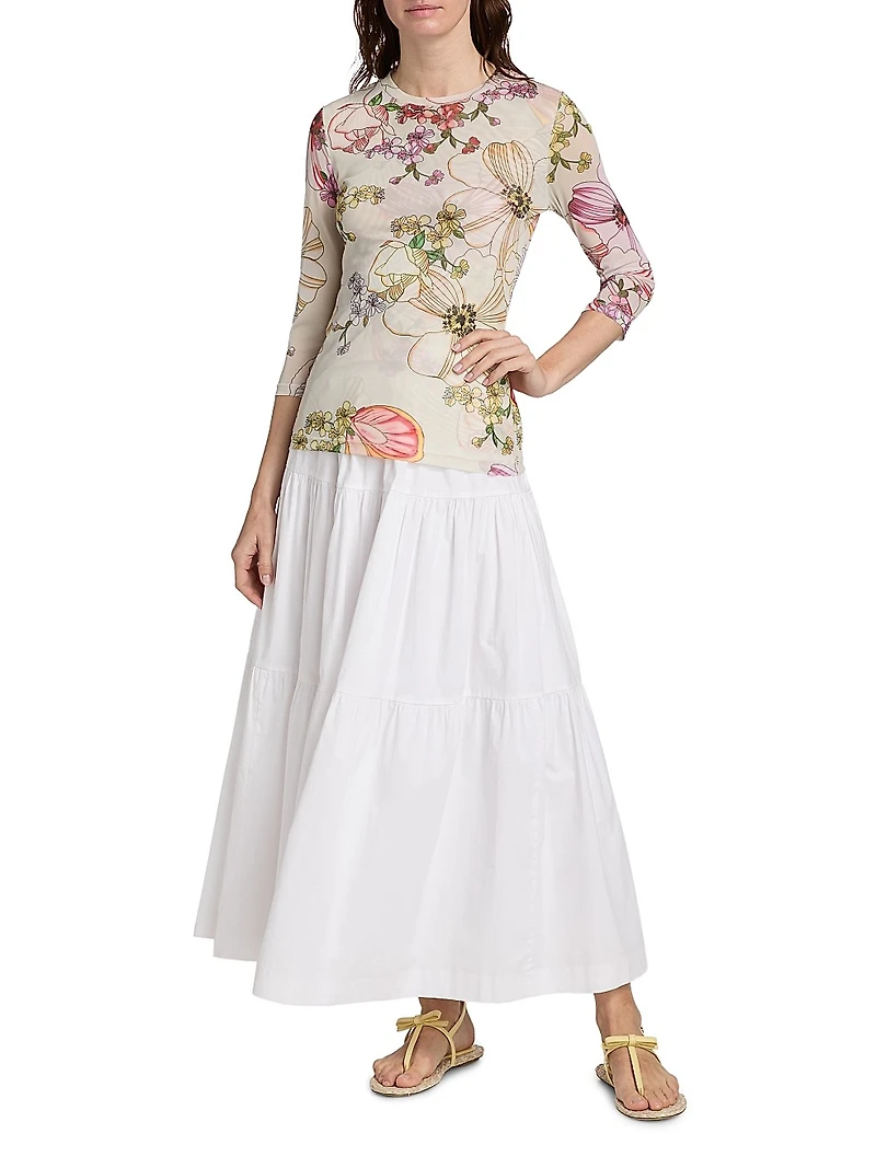 Kaia Mesh Three-Quarter Sleeve T-Shirt