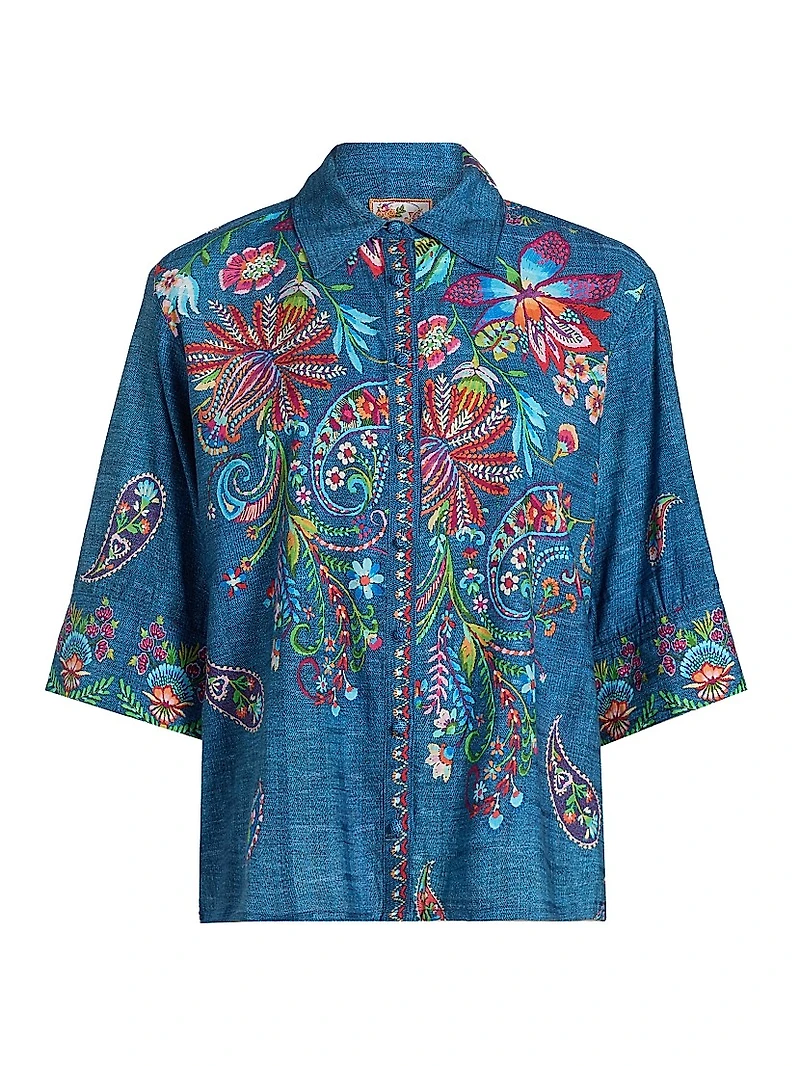 Carrie Embroidered Denim Shirt