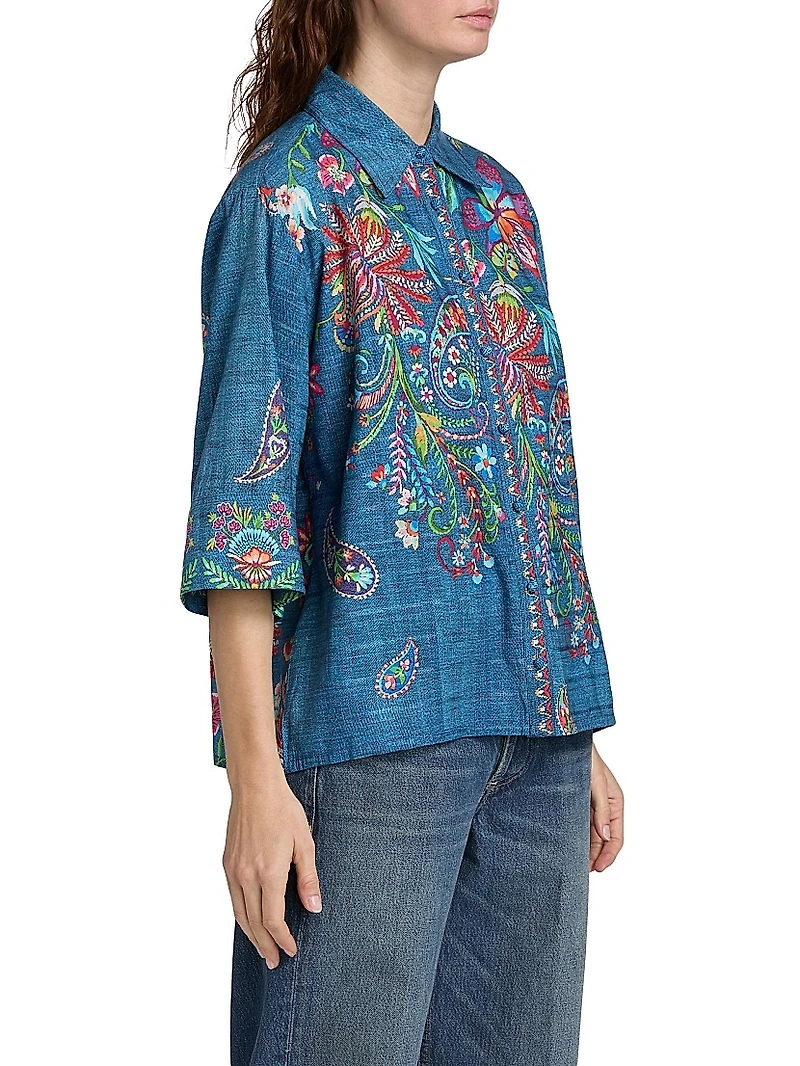 Carrie Embroidered Denim Shirt