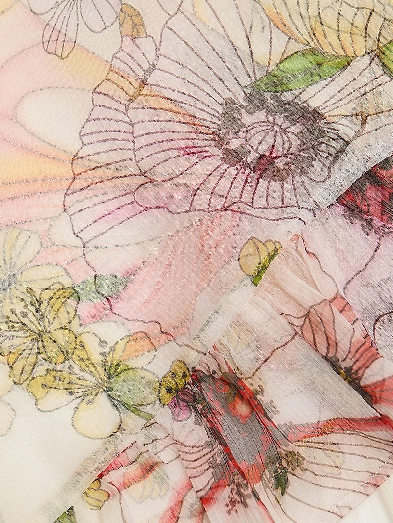 Katriz Floral Ruffled Silk Bolero