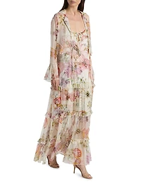 Katriz Floral Ruffled Silk Bolero