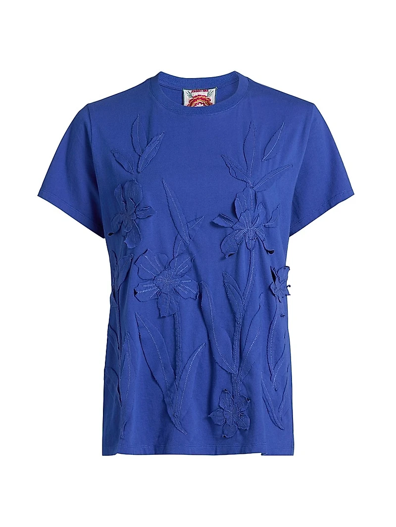 Antoinette Floral Appliquéd Crewneck Cotton T-Shirt