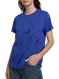 Antoinette Floral Appliquéd Crewneck Cotton T-Shirt