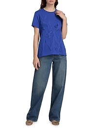 Antoinette Floral Appliquéd Crewneck Cotton T-Shirt