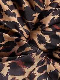 Lauren Leopard-Print Satin Twist-Front Blouse